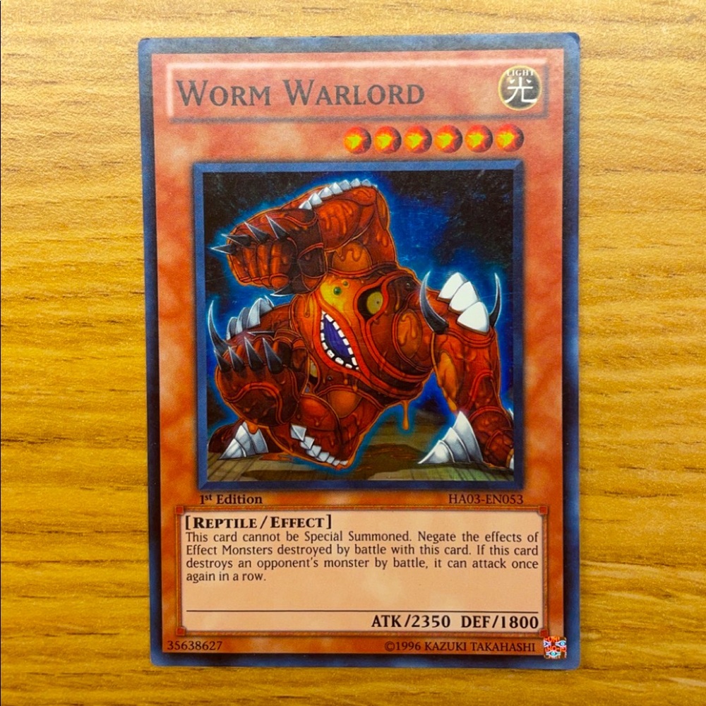 1996 worm warlord ha03-en053 rare unlimited 1st edition holographic yugioh card